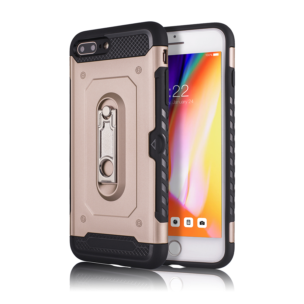 iPhone 8 Plus / 7 Plus Rugged Kickstand Armor Case with Card Slot (Rose GOLD)